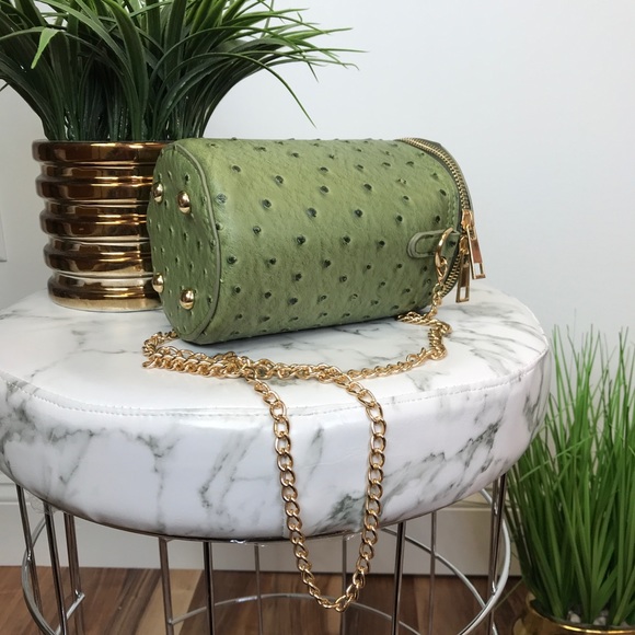 ‼️ Olive Green Ostrich Mini Purse Bag With Strap - Picture 4 of 6